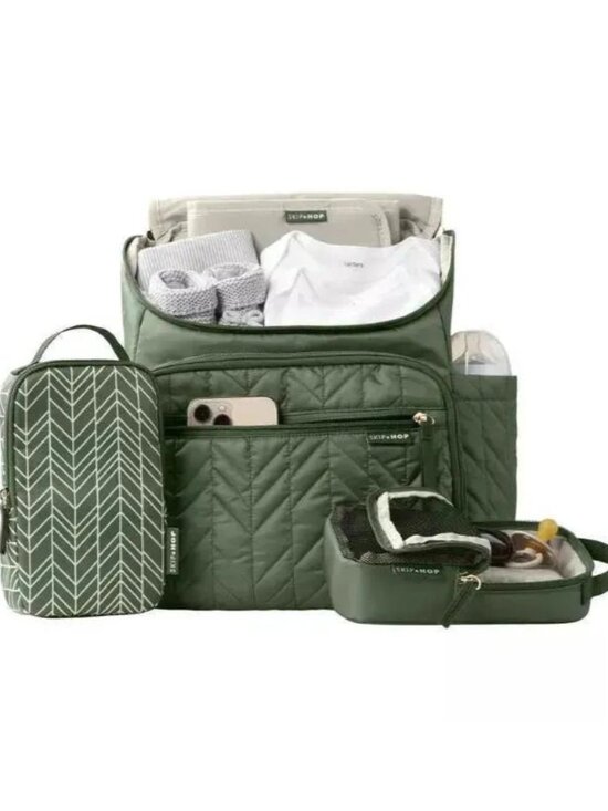 Skip Hop Diaper Bag Backpack Bundle Forma Multi-Function Travel Dark Sage NEW main image 6